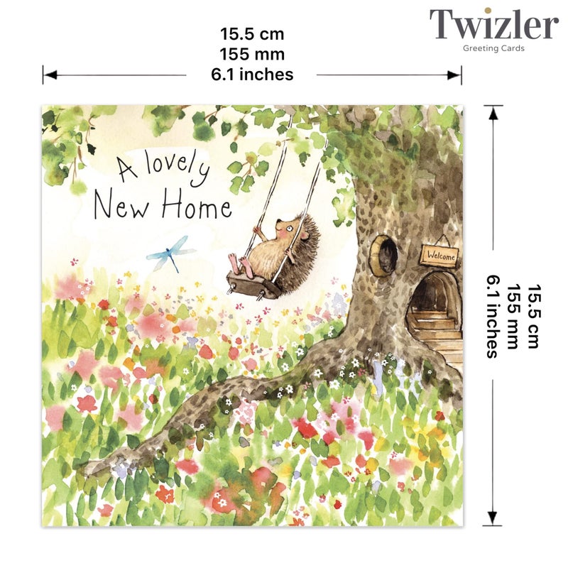 Twizler New Home Card with Cute Hedgehog â€“ Card for New Home - Congratulations Card â€“ Good Luck Card - Cute Card â€“ New Home Gifts â€“ New House Card â€“ New Home Cards for Couple - Image 3